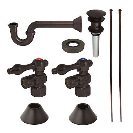 Traditional Plumbing Sink Trim Kit W/ P-Trap & Overflow Drain, Bronze
